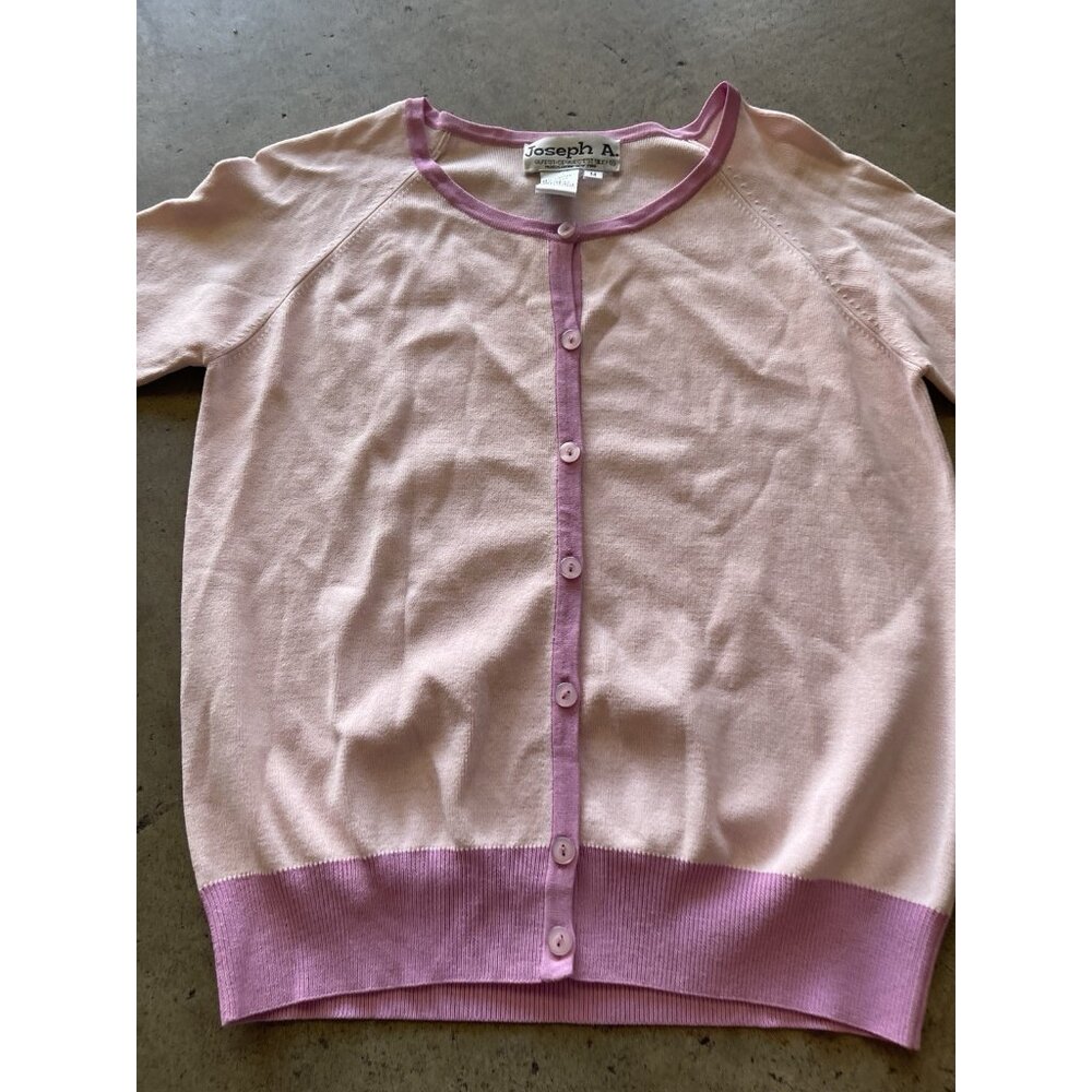 Vintage Joseph A. Viscose Pink Shimmer Sleeve Cardigan Button Women’s Sz M